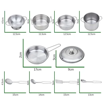 Kids Toy Pots and Pans Toys - Kitchen Play Set Pretend Cookware Mini Stainless Steel Cooking Utensils Development Toys 2