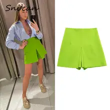 

Green Woolen Tweed Shorts Skirts Za 2022 Women Fashion Spring A Line Casual Female Bottom Capris Pantalon Pour Femme Outwear New