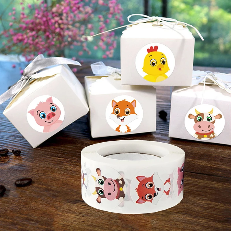 Round Animal Zoo Children Sticker Label Scrapbooking Children Thank You Stickers Tag Gift Sealing Label Decoration 500pcs/roll decorative stickers self adhesive stickers custom stickers stationery stickers paper stickers adhesive stickers decorative labels stickers animal stickers roll packaging stickers cartoon sticker