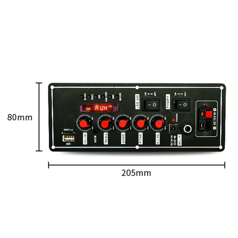 7.4V Amplifier Board Square Dance 2X10W Speaker Amplifier Support Bluetooth AUX U-Disk 5-8Inch Speaker DIY Home Theater
