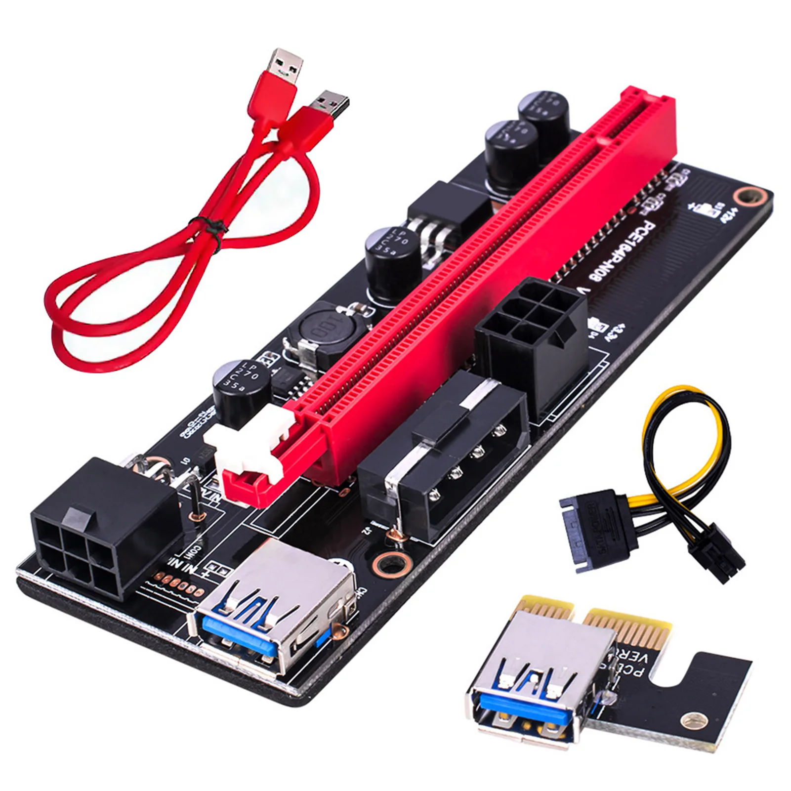 

VER009 Riser Adapter Card Adapter USB 3.0 PCI-EVER 009S Express 1X 4x 8x 16x 15-pin To 6-pin