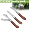Professional Folding Grafting Knife Plant Grafting Pruning Tools Garden Fruit Tree Cutter Stainless Steel Wooden Handle Knife 3