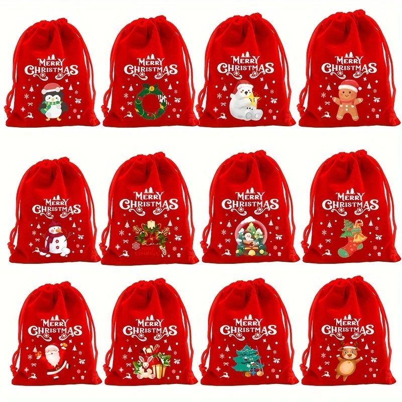 12 قطعة من أكياس الرباط المخملية القابلة لإعادة الاستخدام: أكياس هدايا فاخرة وناعمة للعطلات. المجوهرات/الحلوى/الكنوز الصغيرة - الحفلات والمناسبات