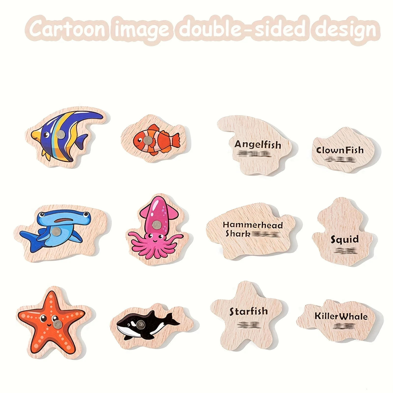 Magnetic Wooden Fishing Game - Educational Toy, Colorful Marine Life Pieces, Interactive Parent-Youngsters Cognitive Development