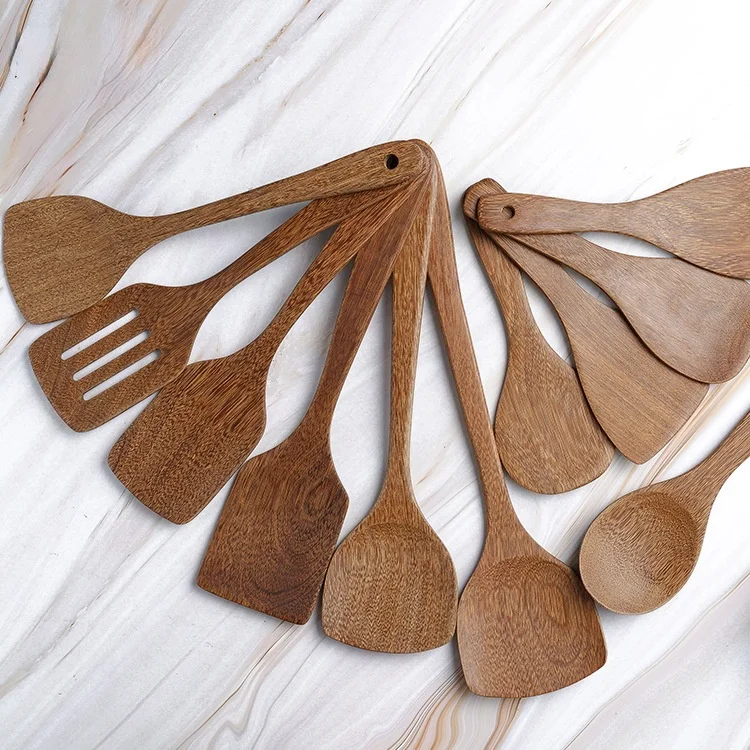 Kitchen Utensils Non-stick Wooden Spatula with Long-handled for Pan Cooking Bakery Utensils Dinner Food Wok Shovels Turner Japanese Kitchen Tools