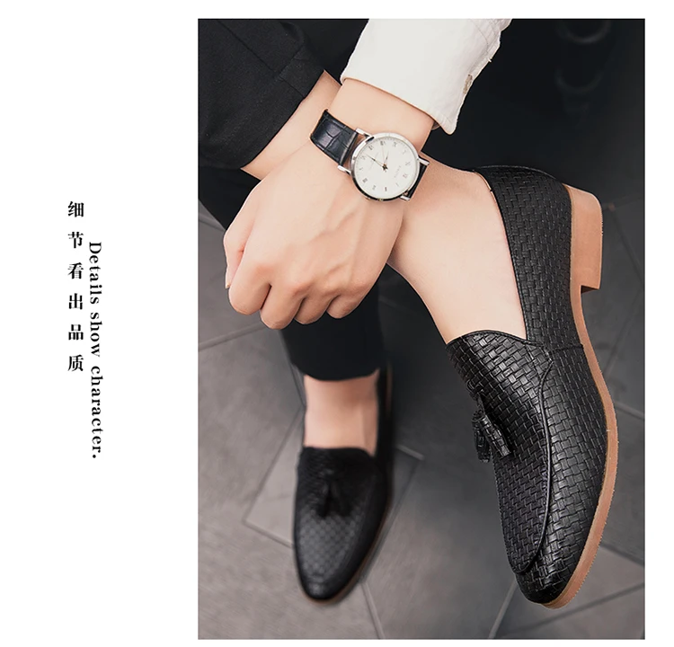 High Quality British Casual Business Shoes Men Flat Tassels Social Formal Loafers Men Dress Office Party Leather Shoes Man