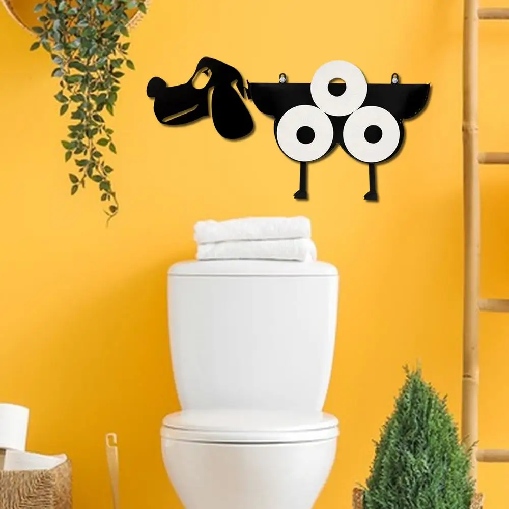 Description Picture 3 of itemCute Metal Dog Shape Toilet Tissue Rack Iron Free Standing Storage Rack Roll Paper Holder Bathroom Accessories Tissue organizer