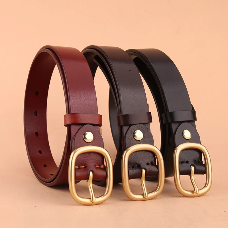 

Genuine Leather Belt Men Luxury Strap Male Belt New Fashion Pure Copper Buckle Wild Classic Retro Pin Buckle High Quality SG002