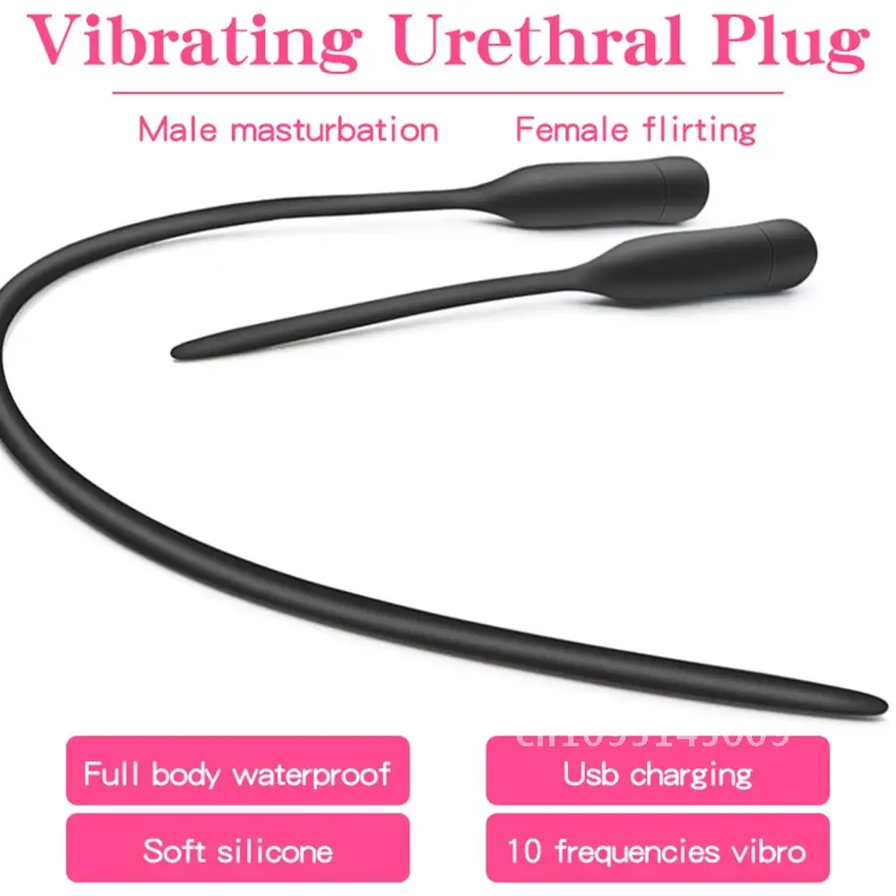 Rechargeable Penis Sounding Urethral Vibrator 10 Frequency Powerful Vibrating SM Masturbation Products Rod Plug Urethra Urethral
