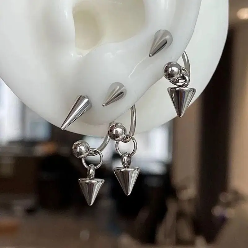 Abnehmbare Edelstahl gebogene Langhantel Gewinde Spike Augenbraue Knorpel Piercing Ohrringe für Frauen Y2K Emo Party Schmuck – Detail 2