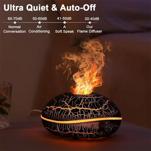 Hogar Aroma Humidifier Flame Essential Oil Diffuser Ultrasonic Aromatherapy Air Humidifier Home Mini Fragrance Diffuser with LED 4