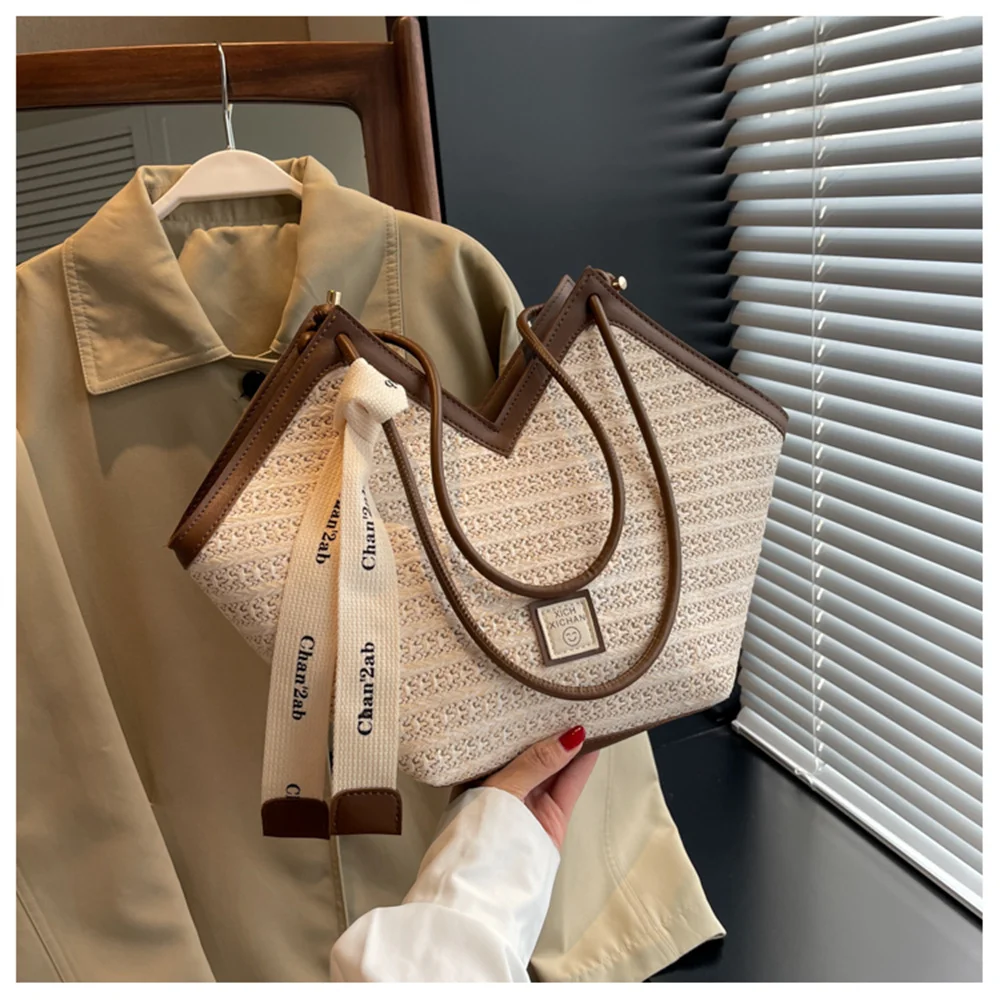 Woven Straw Bag For Women With Large Capacity 2023 New Summer Beach Shoulder Bag, Beach Vacation Commuting Tote Bag