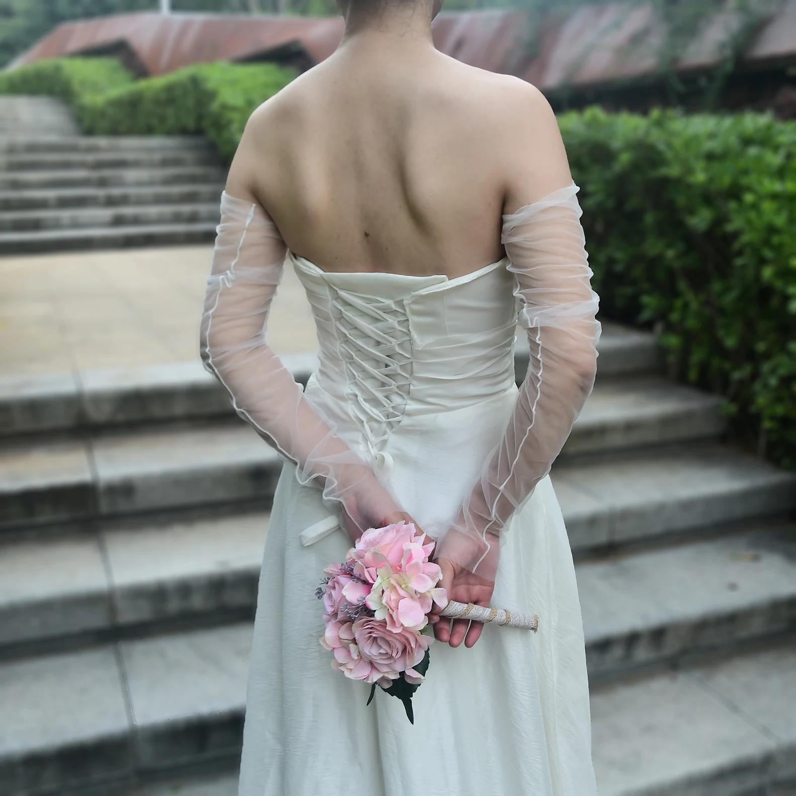 Sheer Bride Gloves Wedding Gloves Elbow Length Fingerless Removable Sleeves Bachelorette Party Women's Arm Sleeves vm20A wedding dress gloves wedding sleeve accessories