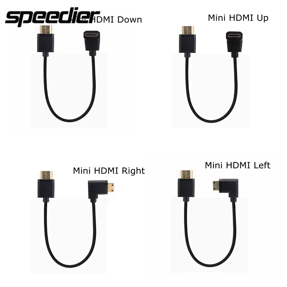Super Slim Soft Up Down Sinistra Destra 90 Angolato Mini Hdmi-Compatibile A Hdmi-V2.0 Maschio Hdtv Sottile 4K Hd Slr Fotocamera Cavo Corto Da 15Cm