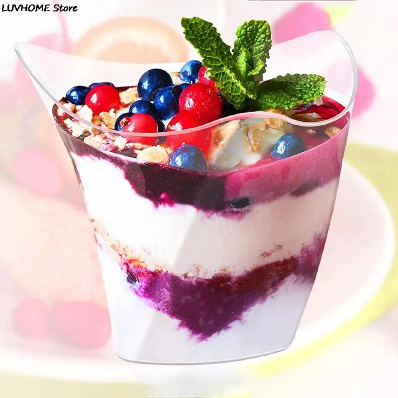 10Pcs 100ML Disposable Plastic Dessert Cups Birthday Transparent Party Ice Cream Home Christmas birthday party supplies plastic cups dessert cups plastic dessert cups