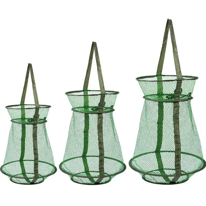 Trap Fish Basket Drawstring Opening Design Collapsible Fishing Net Cage For Live