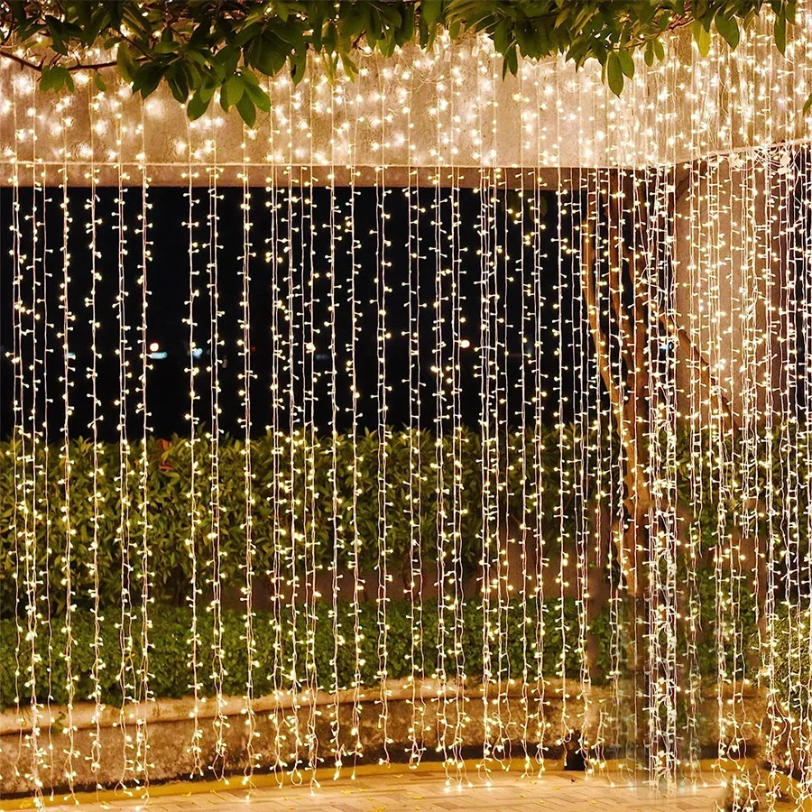 

Рождественская гирлянда 3x3/6x3 м, светодиодная занавеска в виде сосулек с дистанционным управлением, уличная сказочная занавеска, освещение для свадьбы, дома, детской садовой декорации