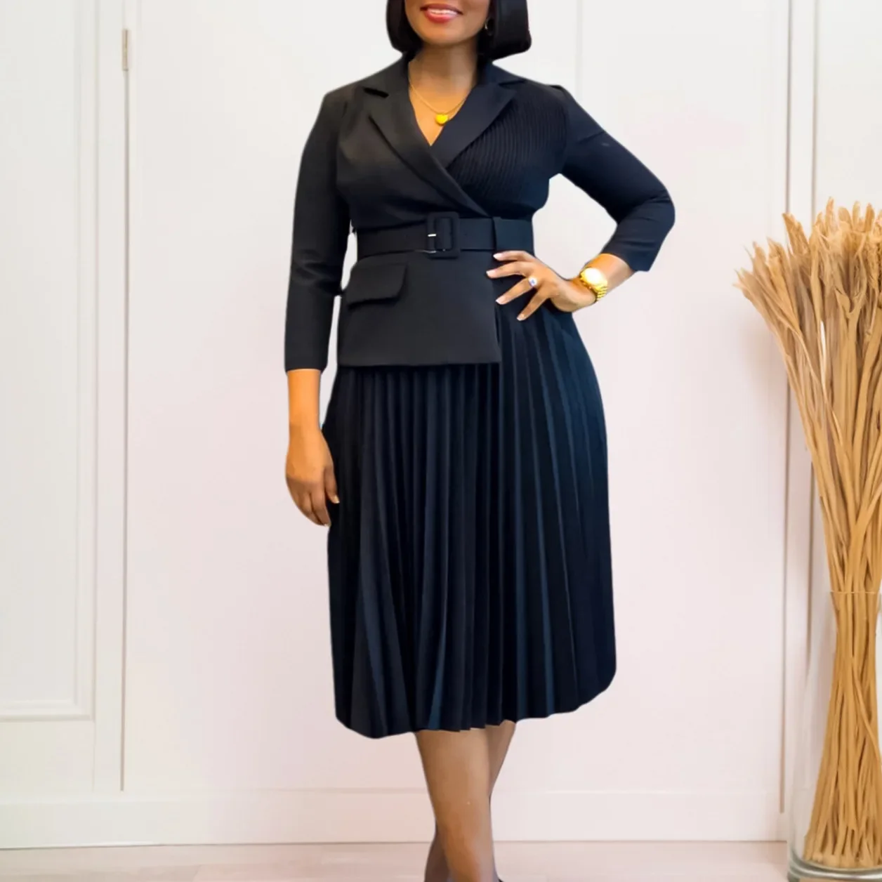 فستان نسائي متوسط الطول على الطراز الأفريقي لخريف...