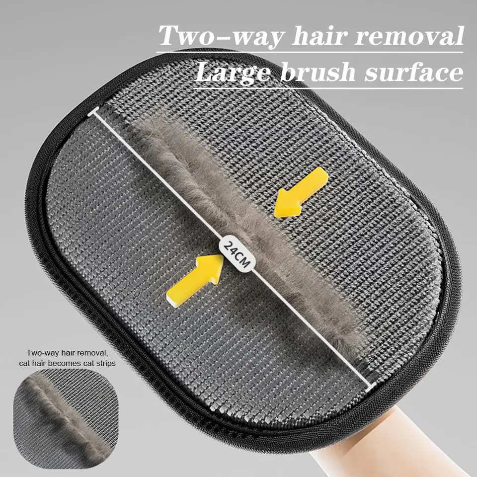 Luvas eletrostáticas para remoção de pelos de animais de estimação, para cães e gatos, reutilizáveis e laváveis, com escova removedora de pelos 2 em 1._voghion.com