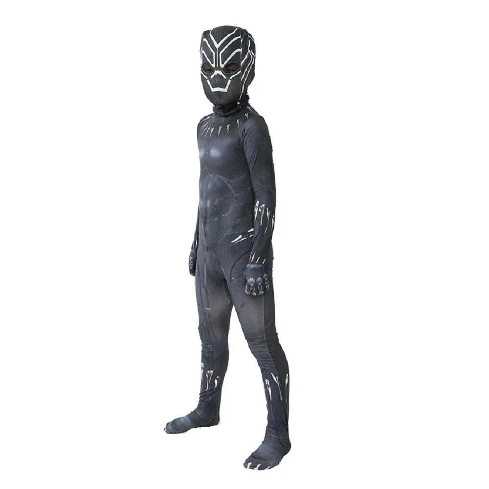 Black Panther Jumpsuit Superhero Cosplay Costume Halloween Bodysuit Mask  Adult