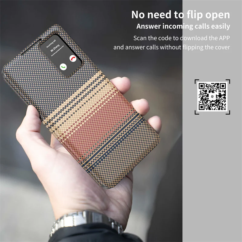 Luxury Smart Display Window Carbon Fiber Pattern Protective Case