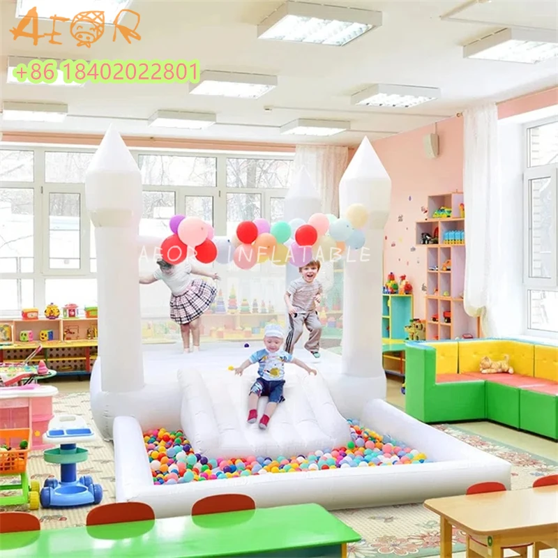 

Free shipping white bounce house inflatable bouncy castle inflatable balls pit jumper inflatable bouncer