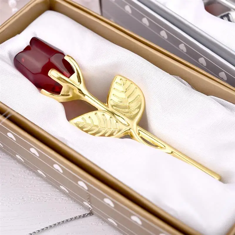 Description Picture 2 of itemValentine'S Day Gift Mini Crystal Rose Artificial Flower Crystal Rose With Metal Rod Flower Branch Wedding Supplies Party Favors