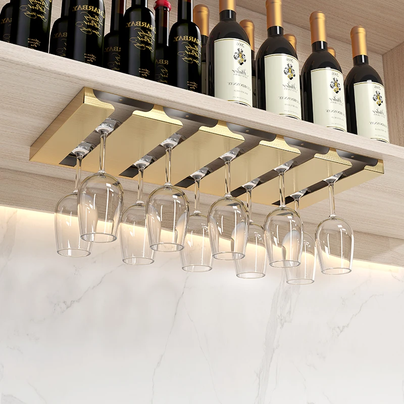New 5 Slots Wine Glass Holder Stainless Steel Goblet Storage Shelf Rack Plug-in Hanging Cup Kitchen Cabinet Organizer |