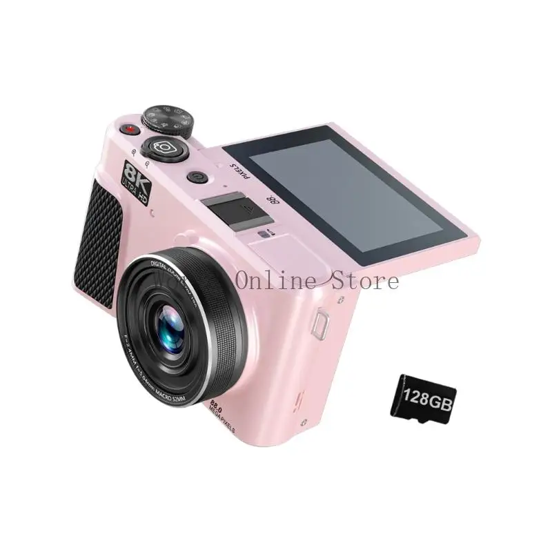 WiFi 카메라 180도 스크린 LED 필 라이트 88MP 여행용 카메라 광각 렌즈 87HC