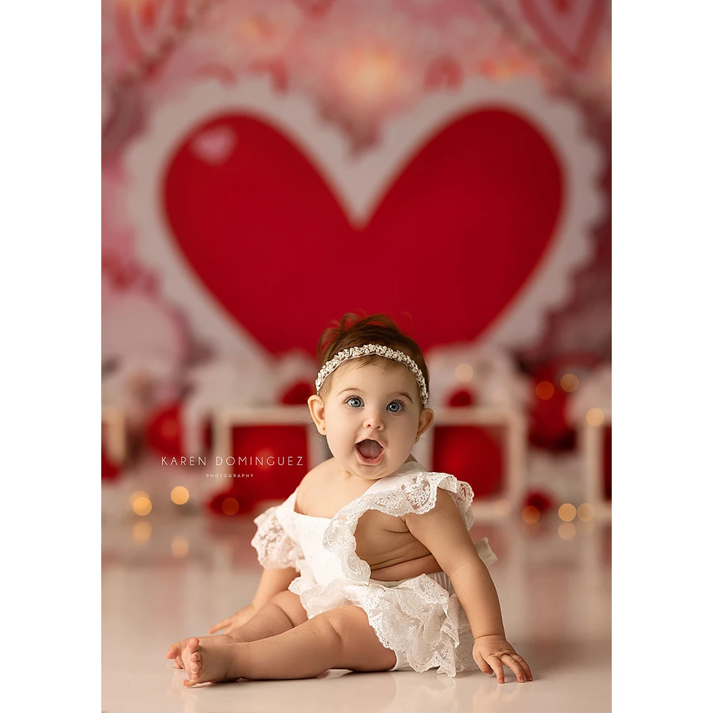 Valentine\'s Day Photography Backdrop Cloth Red Love Heart Wedding Baby Birthday Party Decor Backgrounds For Photo Studio Props