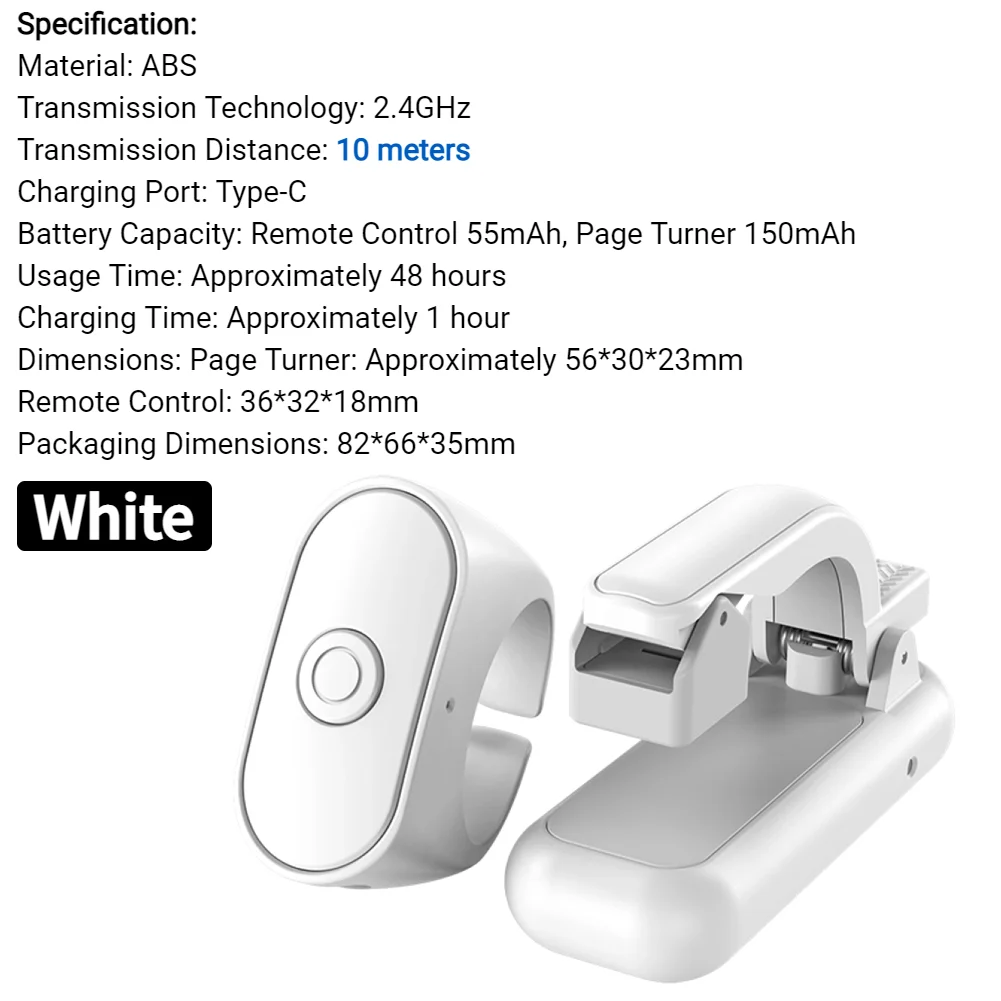 Wireless RF Remote Control Page Turner for E-Readers and Social Media