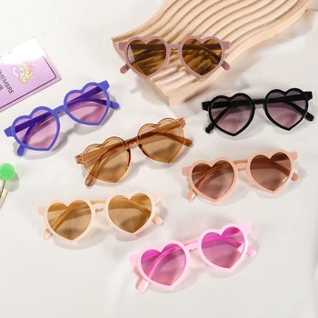 2-8 Years New Kids Cartoon Heart Love Sunglasses Girls Boy Children Outdoor Round UV400 Sun Glasses Baby Cute Pink Candy Eyewear 1