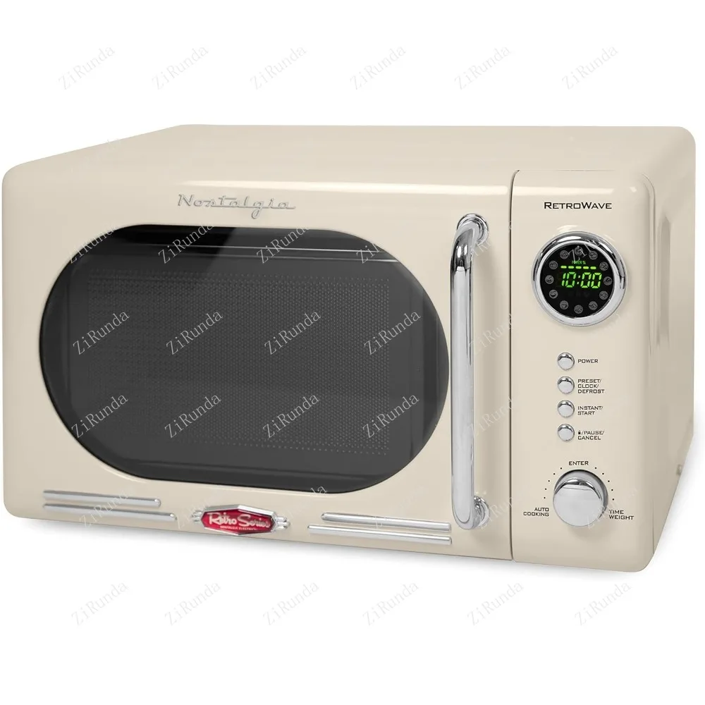*Retro desktop microwave oven -0.7 cubic feet -700 watts, with LED digital display screen - child lock - easy to clean interior 6