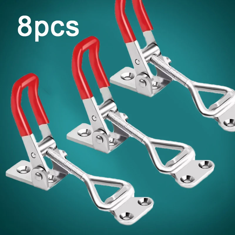 Toggle Latches 8PCS Iron Galvanized/Stainless Steel Adjustable Toggle Clamp Catch Clasp Quick Release Anti-Slip Push Pull Toggle