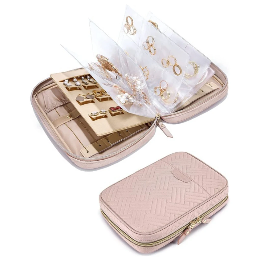 

Roll Foldable Jewelry Case Travel Jewelry Organizer Portable for Journey Earrings Rings Diamond Necklaces Brooches Storage Bag