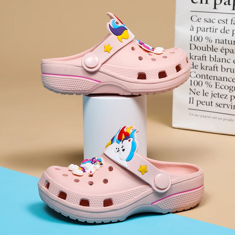 Sandales décontractées à plateforme de dessin animé pour enfants, chaussures pour enfants, sabots pour filles, pantoufles d'eau de plage pour filles, été Kawai