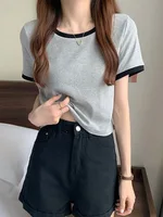 2025 tout nouveau T-Shirt femme col rond T-Shirt court femmes T-Shirt femme T-Shirt hauts t-shirts bas mince jeune Style chemises pour femme 5