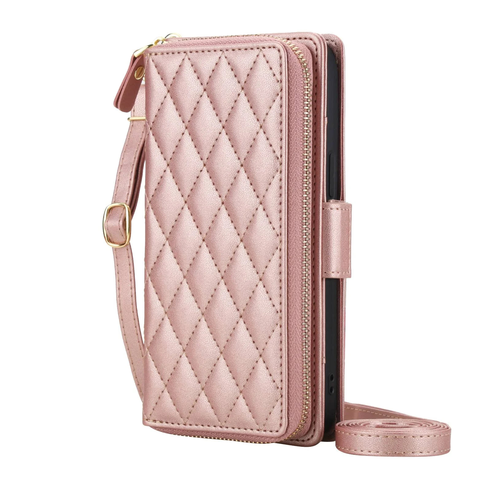 Crossbody Wallet Case with RFID Blocking and Zipper Purse - Card Holder Flip Cover