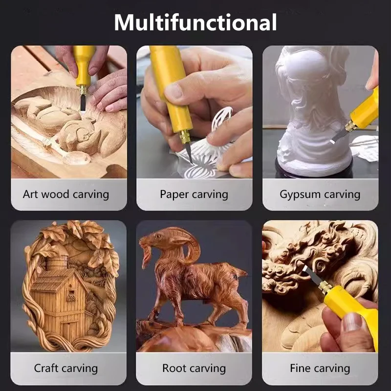 40W USB Cordless Electric Carving Knife Tool Woodworking Root Sculpture Carpenter Chisel Wood Lithium Electric Chisel Set 4