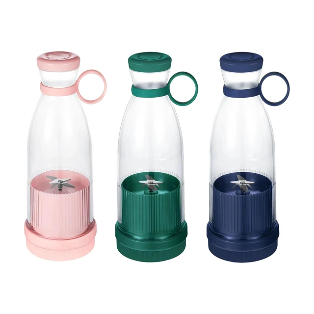 Portable Blender Cup Automatic Small Glass Juice Cup for Travel Sports  Kitchen Pink Double Cup With Cover