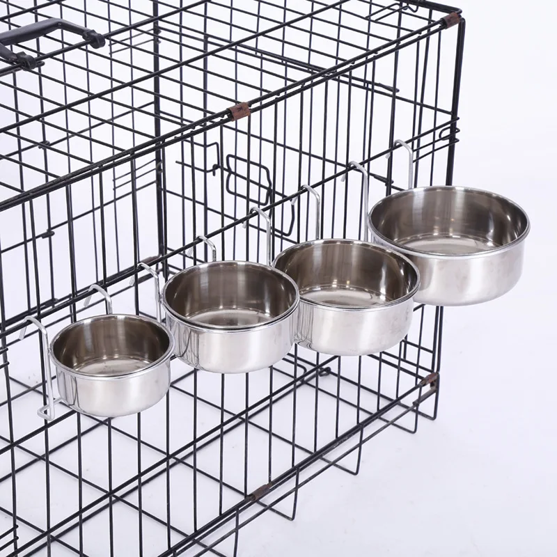 Stainless Steel Hanging Pet Bowls Dog Crate Bowl Food Water Bowls With