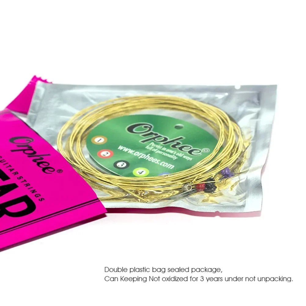Orphee Acoustic Guitar Strings 6pcs Set Clear And Glossy Sound 10 47 Extra Light 11 52 Normal Light 12 53 Medium Gauge