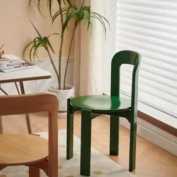 Modern Solid Wood Retro Dining Chair Home Designer Living Room Backrest Colorful Chair Thickened Small Apartment 2