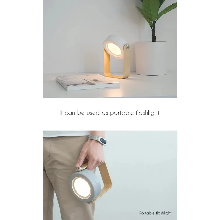 Description Picture 4 of itemRechargeable Foldable Table Lamp Folder Desk Lamp Wooden Handle Portable Recharge Battery Lantern Bedside Night Light