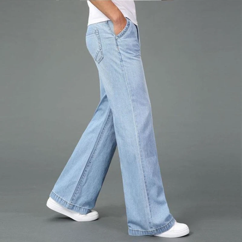 Spring Autumn 90s Streetwear Jeans Elastic Vintage Disco Men Clothing Loose Fashion All-match Washed Straight Flare Cowboy Pants 4