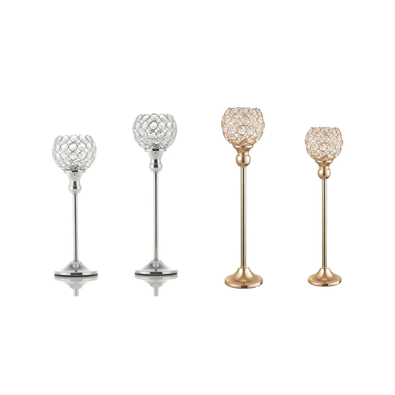 

2PCS Candle Holders Table Decorations Metal Crystal Candlestick Holders For Wedding Table Party Church Modern Decor
