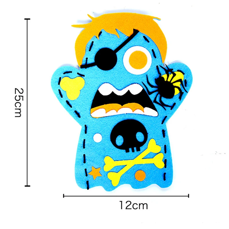DIY Cartoon Halloween Hand Puppet Craft Toys 3Pcs Kindergarten Non-Woven Handmade Kits Kids Storytelling Doll Handicrafts