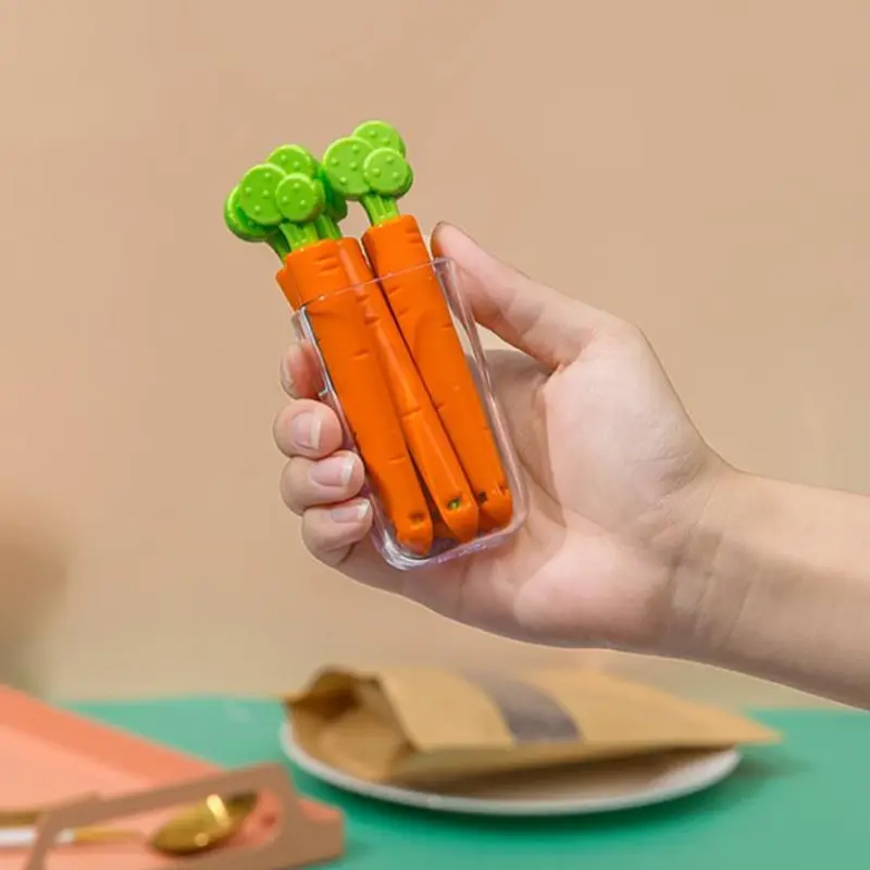 Bag Clips 5pcs Portable Food Snack Bag Sealing Clamp Carrot Shape Food Fresh Keep Organizer Sealing Clips Kitchen Storage Tools