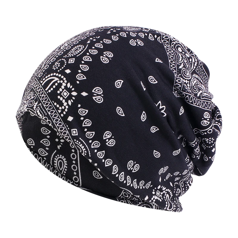 Winter Paisley Pattern Baggy Beanie Hat for Men Women