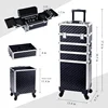 4 in 1 Rolling Makeup Case Cosmetic Train Case Trolley Roll Travel Box for Makeup Artist, Hairstylists, Nail Tech Makeup Cart 4